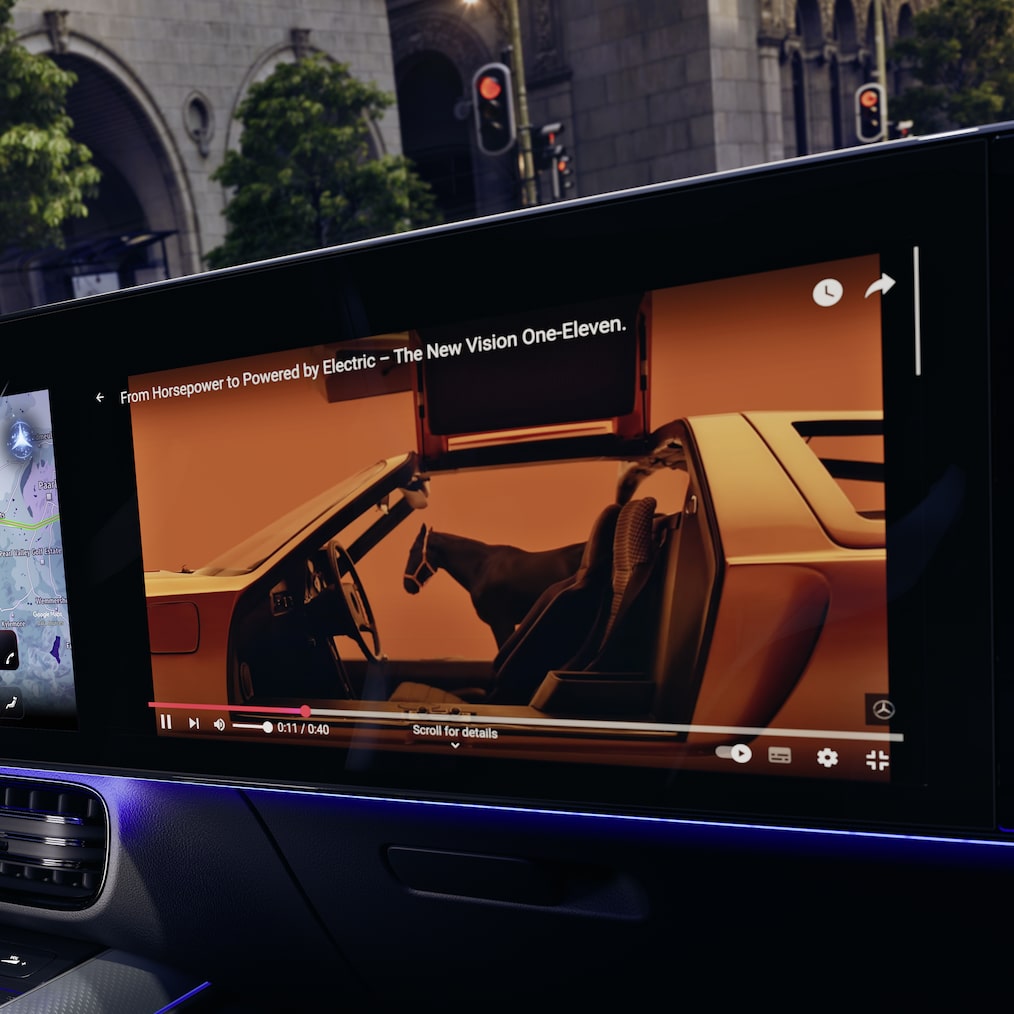 Tamamen yeni CLA Shooting Brake'in iç mekanındaki ekranda bulunan Mercedes-Benz işletim sistemi.