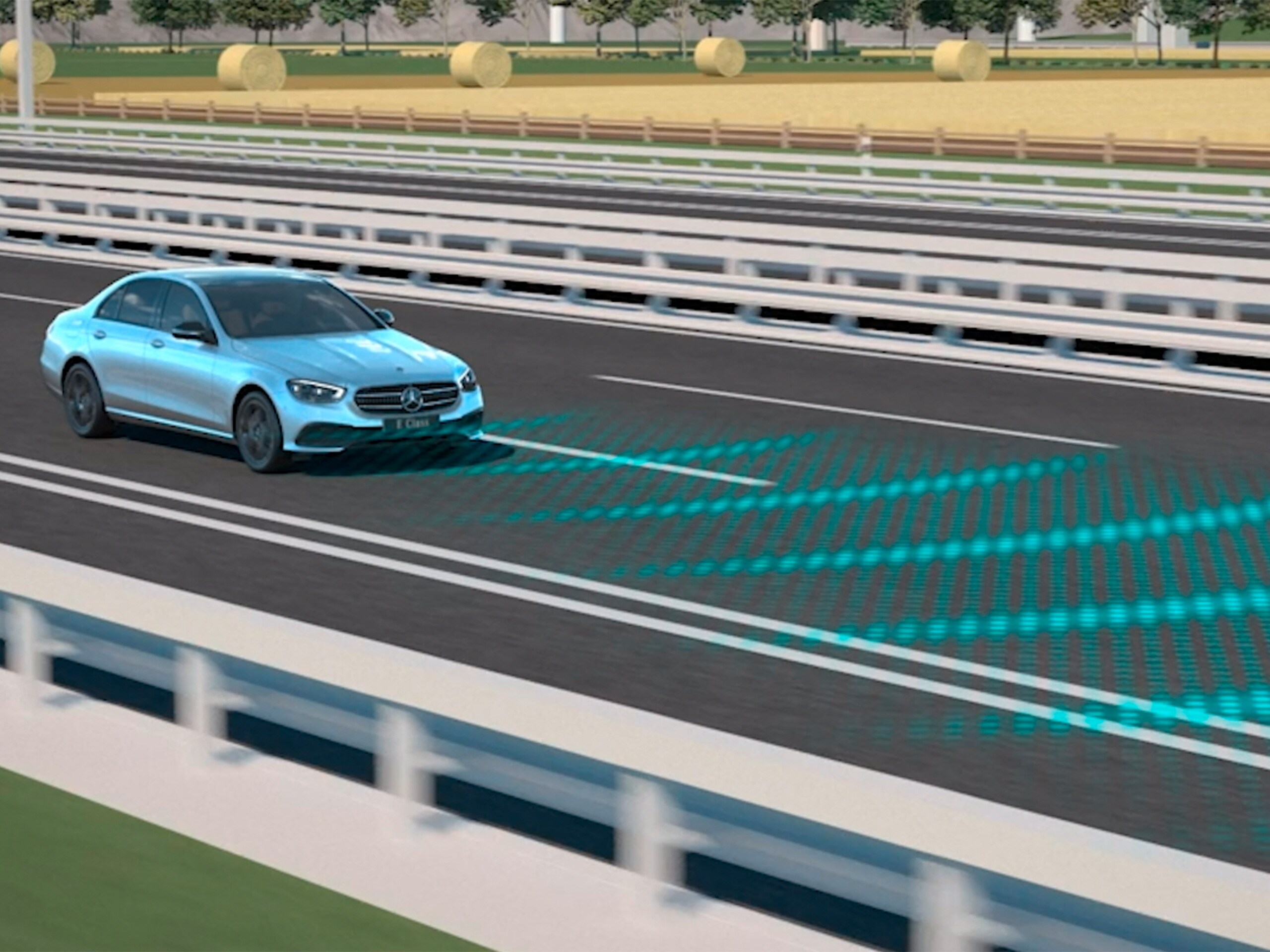 Videoda, Mercedes-Benz CLS Coupé'deki aktif mesafe ayar yardımcısı DISTRONIC'in fonksiyonları gösterilmektedir.