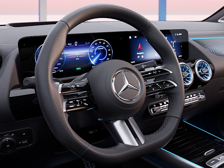 Yeni Mercedes-Benz EQA'nın yeni direksiyon simidi.
