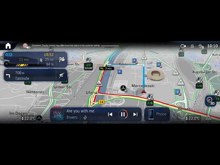 Mercedes-Benz tamamı elektrikli G-Serisinde elektrik zekası yönetimli navigasyon.