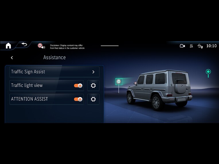 Mercedes-Benz tamamı elektrikli G-Serisindeki trafik işareti yardımcısı.