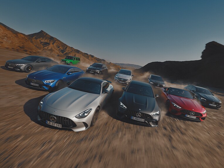 Bir grup Mercedes-AMG modeli.