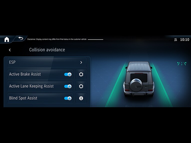 Mercedes-Benz'den tamamen yeni G-Serisi’nin aktif şerit takip yardımcısının çalışma şekline yönelik bir gösterim