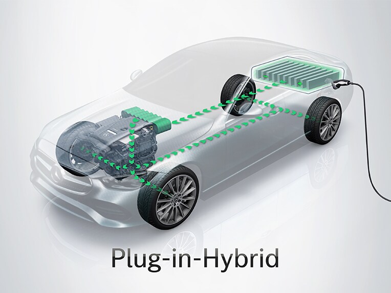 Mercedes-Benz GLA Plug-in hibritin yandan ön görünümü.