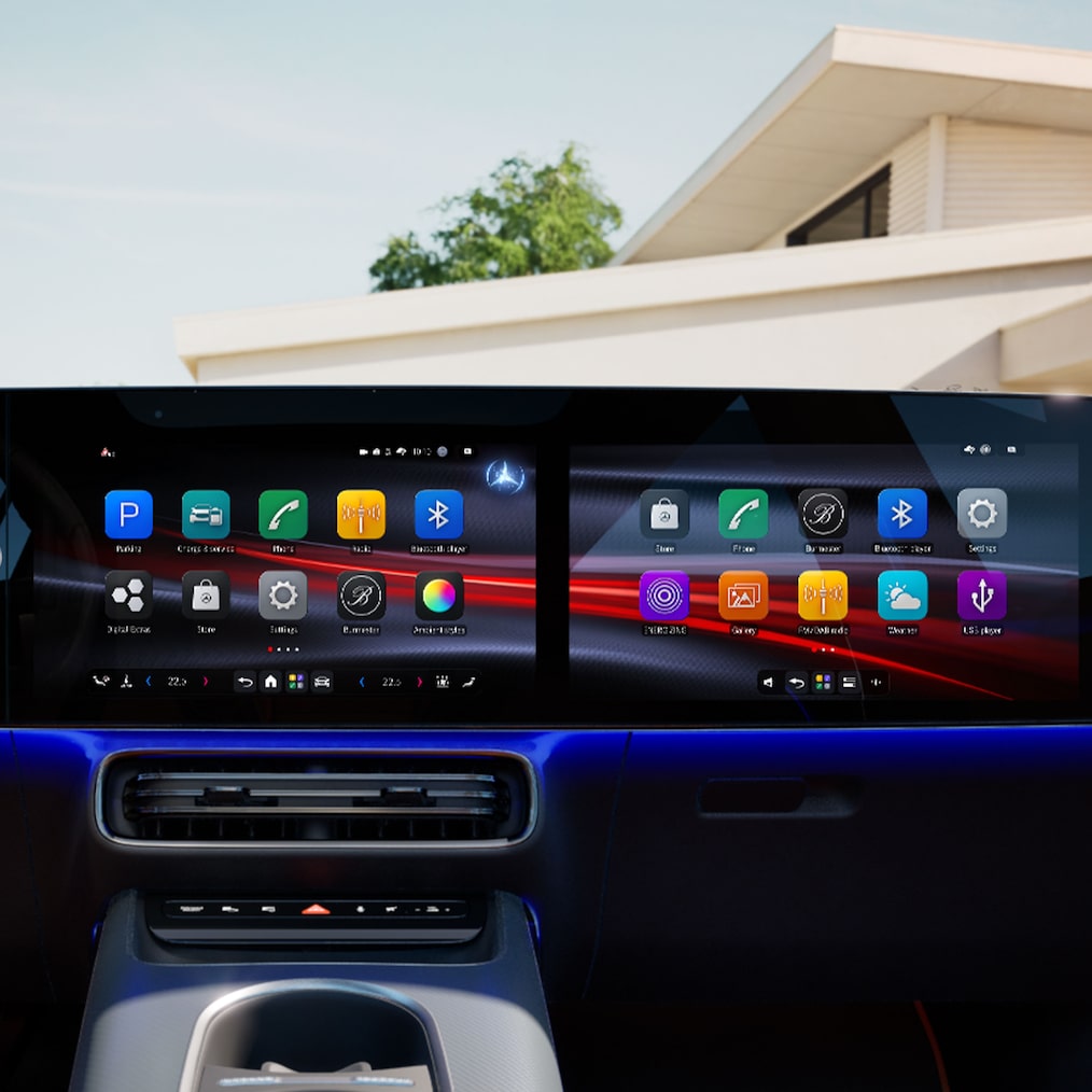 Yepyeni elektrikli GLB'nin Mercedes-Benz işletim sistemi.