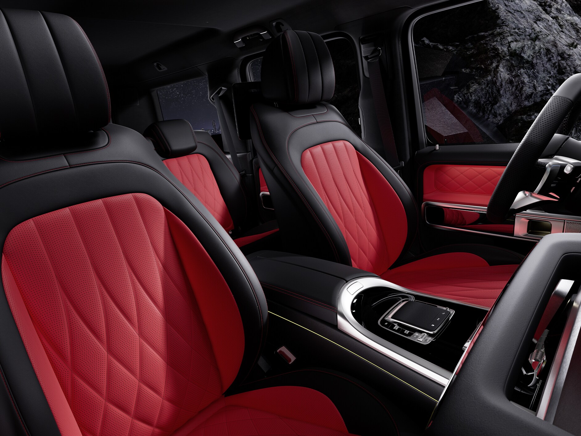 Mercedes-Benz G-Serisi'nin iç mekanı.