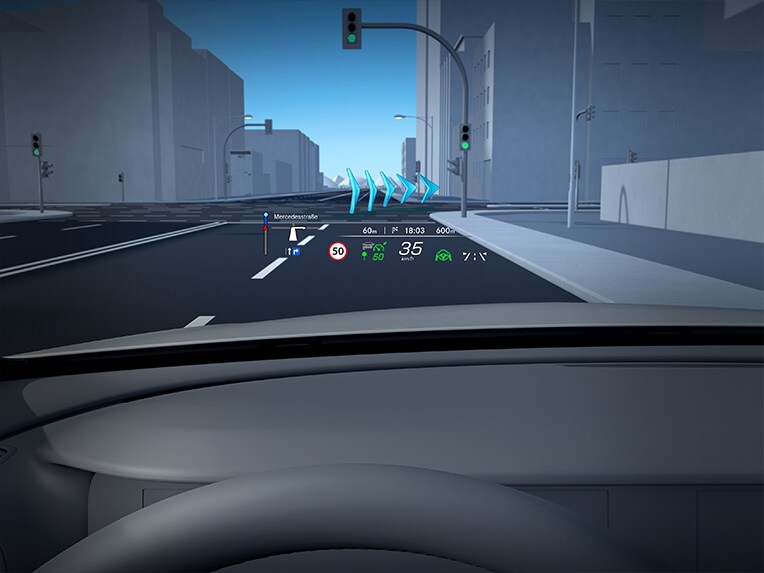 Mercedes-Maybach S-Serisi MBUX Augmented Reality Head-Up Display.