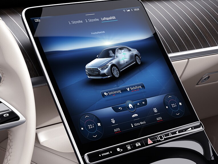 Mercedes-Benz S-Serisi Sedan'ın OLED merkezi ekranında AIR-BALANCE paketi.