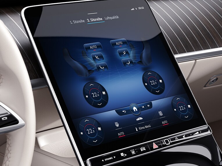 Arka bölümde iklimlendirme otomatiği THERMOTRONIC’e sahip Mercedes-Benz S-Serisi Sedan.