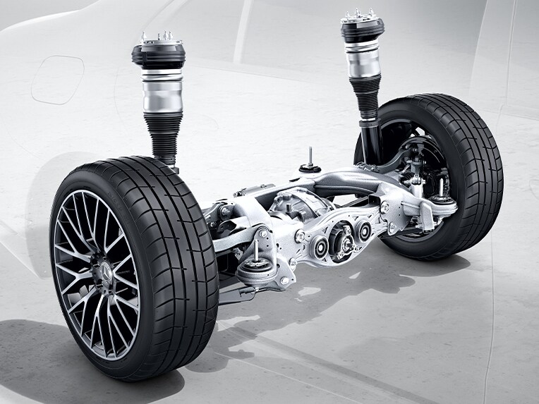 Mercedes-Benz S-Serisi Sedan'ın arka aks direksiyon tertibatı.