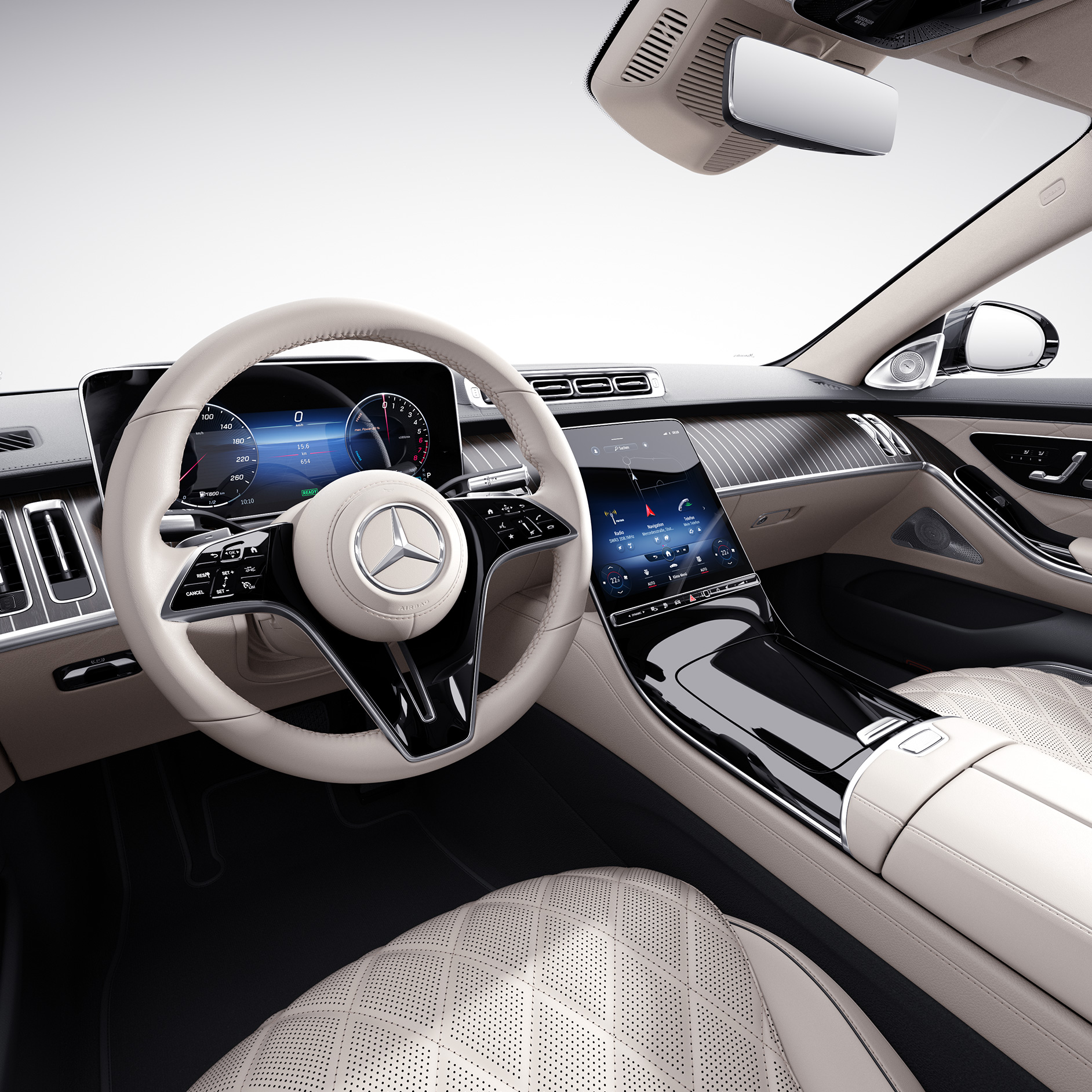 DRIVE PILOT | Mercedes-Benz Intelligent Drive Mercedes-Benz S-Serisi Sedan'ın sürücü ekranı.