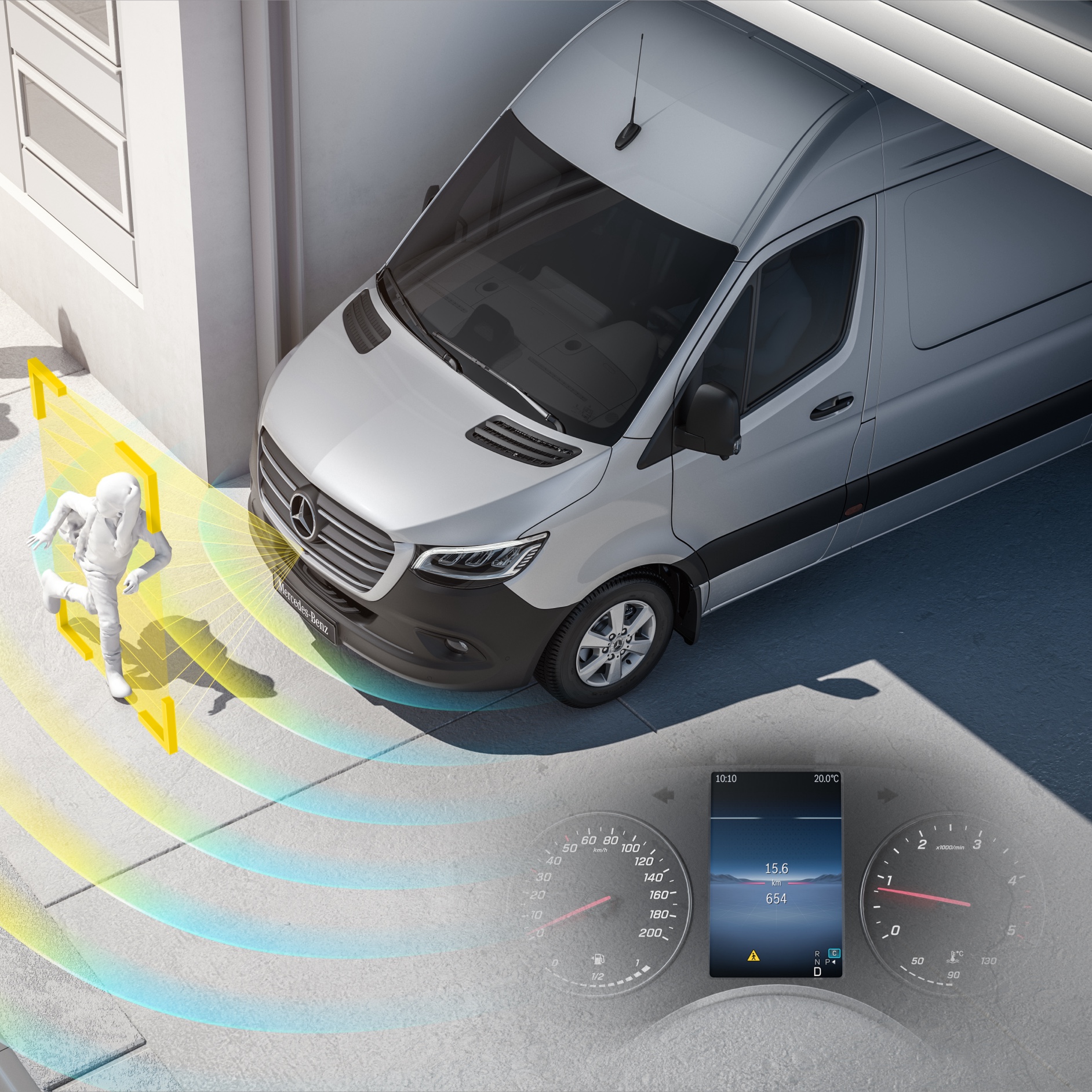 Kalkış bilgilendirme asistanı sistemi (MOIS) | Sprinter Panelvan Araç | Mercedes-Benz Mercedes-Benz Sprinter Panelvan Araç için kalkış bilgilendirme asistanı sistemi (MOIS).